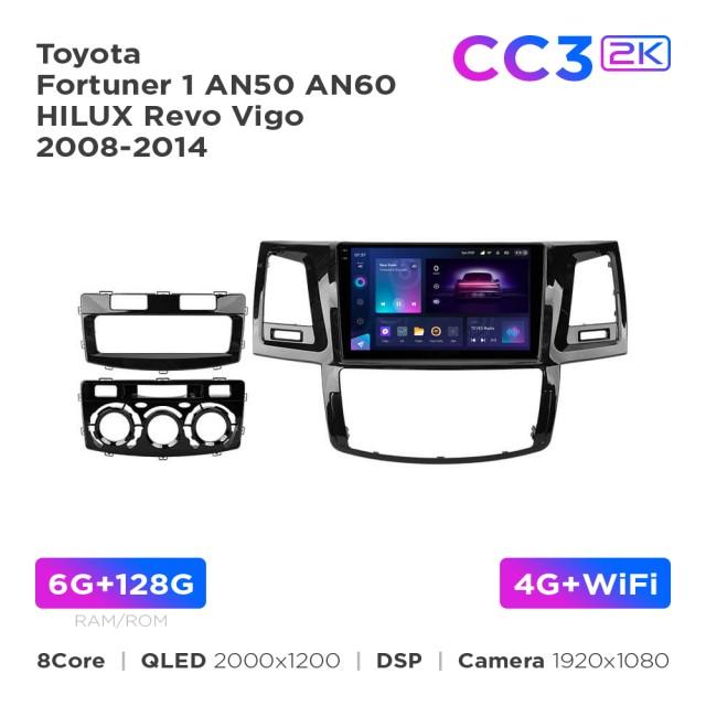 Radio samochodowe Teyes CC3 2k 6+128 Gb Toyota Fortuner 1 AN50 AN60 HILUX Revo Vigo 2008-2014 (F1) 9"