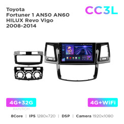 Radio samochodowe do Toyota Fortuner 1 AN50 AN60 HILUX Revo Vigo 2008-2014 (F1) Teyes CC3L 4+32 Gb 9"
