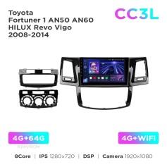 Radio samochodowe Teyes CC3L 4+64 Gb Toyota Fortuner 1 AN50 AN60 HILUX Revo Vigo 2008-2014 (F1) 9"