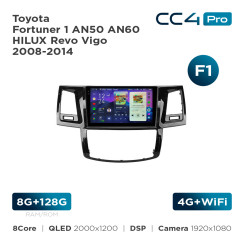 Radio samochodowe Teyes CC4 Pro 2k 8+128 Gb Toyota Fortuner 1 AN50 AN60 HILUX Revo Vigo 2008-2014 (F1) 9"