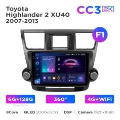Radio samochodowe Teyes CC3 2k 6+128 Gb 360° Toyota Highlander 2 XU40 2007-2013 (F1) 10"