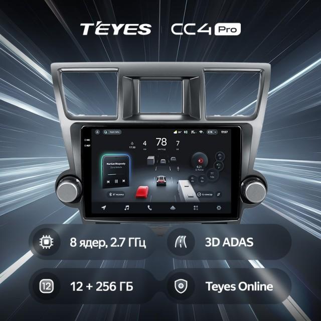 Radio samochodowe Teyes CC4 Pro 2k 12+256 Gb Toyota Highlander 2 XU40 2007-2013 (F1) 10"