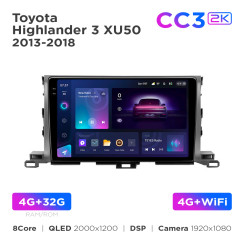 Radio samochodowe Teyes CC3 2k 4+32 Gb Toyota Highlander 3 XU50 2013-2018 10"