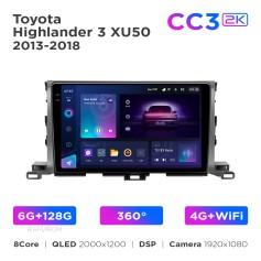 Radio samochodowe Teyes CC3 2k 6+128 Gb 360° Toyota Highlander 3 XU50 2013-2018 10"