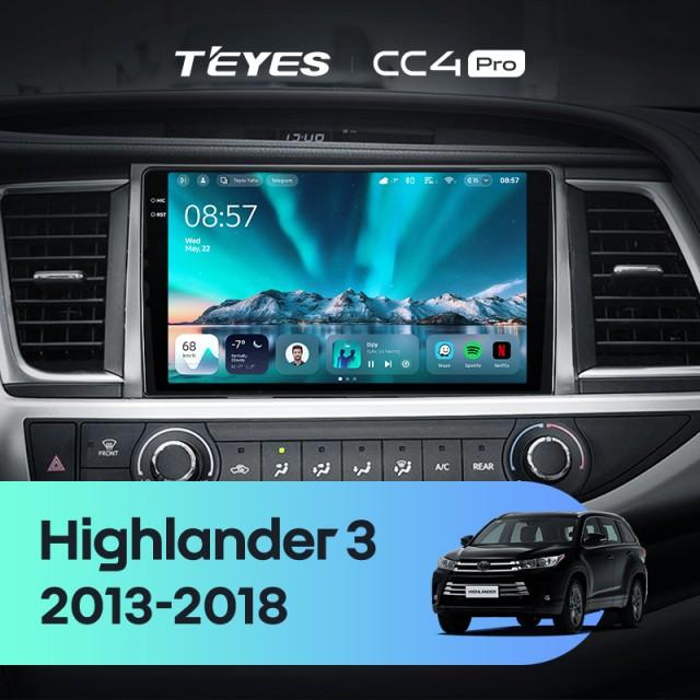 Radio samochodowe Teyes CC4 Pro 2k 12+256 Gb Toyota Highlander 3 XU50 2013-2018 10"