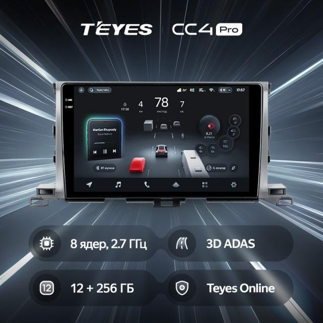 Radio samochodowe Teyes CC4 Pro 2k 12+256 Gb Toyota Highlander 3 XU50 2013-2018 10"
