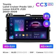 Radio samochodowe Teyes CC3 2k 4+32 Gb Toyota Land Cruiser Prado 120 / Lexus GX470 J120 2002-2009 (F1) (B) 9"