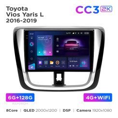 Radio samochodowe Teyes CC3 2k 6+128 Gb Toyota Vios Yaris L 2016-2019 10"