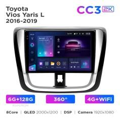 Radio samochodowe Teyes CC3 2k 6+128 Gb 360° Toyota Vios Yaris L 2016-2019 10"