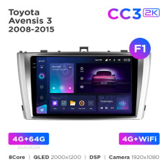 Radio samochodowe Teyes CC3 2k 4+64 Gb Toyota Avensis 3 2008-2015 (F1) 9"
