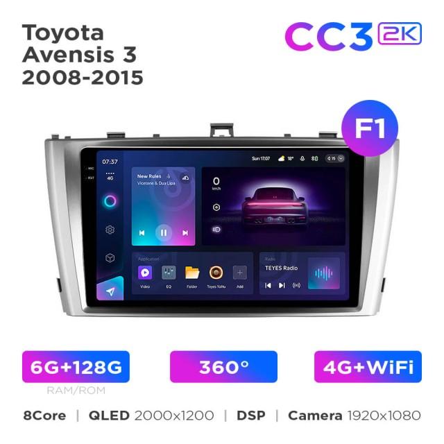 Radio samochodowe Teyes CC3 2k 6+128 Gb 360° Toyota Avensis 3 2008-2015 (F1) 9