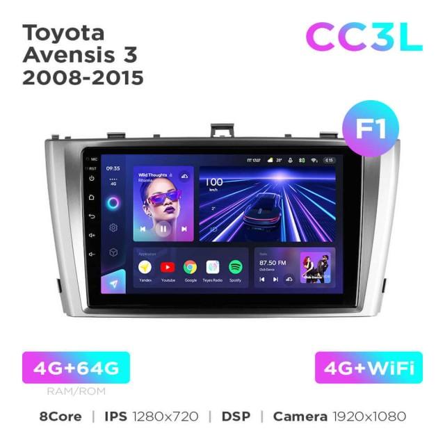 Radio samochodowe Teyes CC3L 4+64 Gb Toyota Avensis 3 2008-2015 (F1) 9"