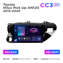 Radio samochodowe Teyes CC3 2k 4+64 Gb Toyota Hilux Pick Up AN120 2015-2020 10"