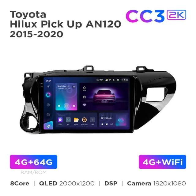 Radio samochodowe Teyes CC3 2k 4+64 Gb Toyota Hilux Pick Up AN120 2015-2020 10"