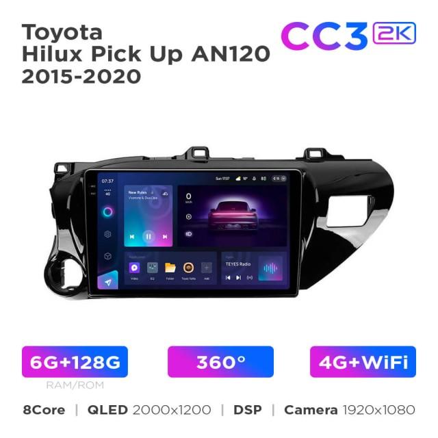 Radio samochodowe Teyes CC3 2k 6+128 Gb 360° Toyota Hilux Pick Up AN120 2015-2020 10"