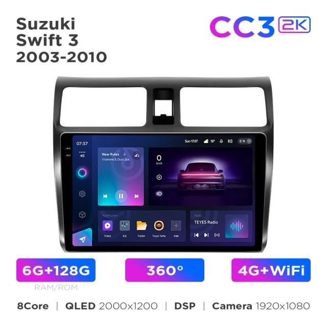 Radio samochodowe Teyes CC3 2k 6+128 Gb 360° Suzuki Swift 3 2003-2010 10"