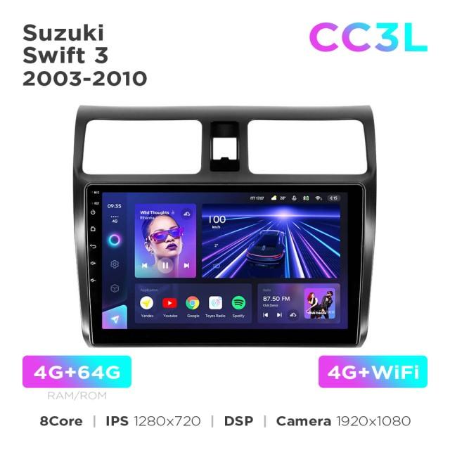 Radio samochodowe Teyes CC3L 4+64 Gb Suzuki Swift 3 2003-2010 10"