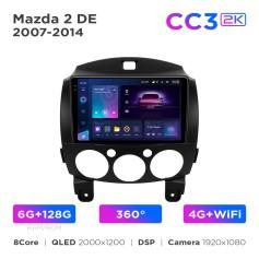 Radio samochodowe Teyes CC3 2k 6+128 Gb 360° Mazda 2 DE 2007-2014 9"