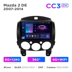 Radio samochodowe Teyes CC3 2k 6+128 Gb 360° Mazda 2 DE 2007-2014 9"