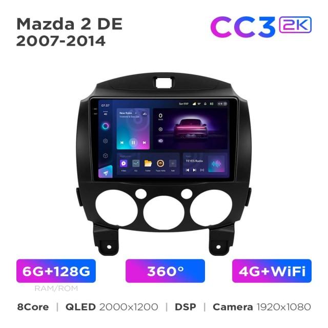 Radio samochodowe Teyes CC3 2k 6+128 Gb 360° Mazda 2 DE 2007-2014 9"