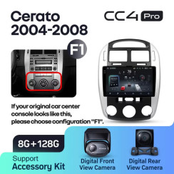 Radio samochodowe Teyes CC4 Pro 2k 8+128 Gb Kia Cerato 1 LD 2004-2008 (F1) 9"
