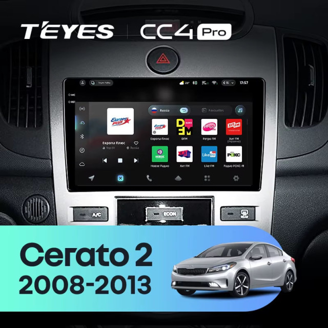 Radio samochodowe Teyes CC4 Pro 2k 8+128 Gb Kia Cerato 2 TD 2008-2013 (F1) 9"