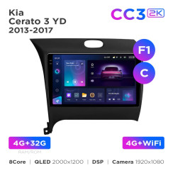 Radio samochodowe Teyes CC3 2k 4+32 Gb Kia Cerato 3 YD 2013-2017 (F1) (C) 9"