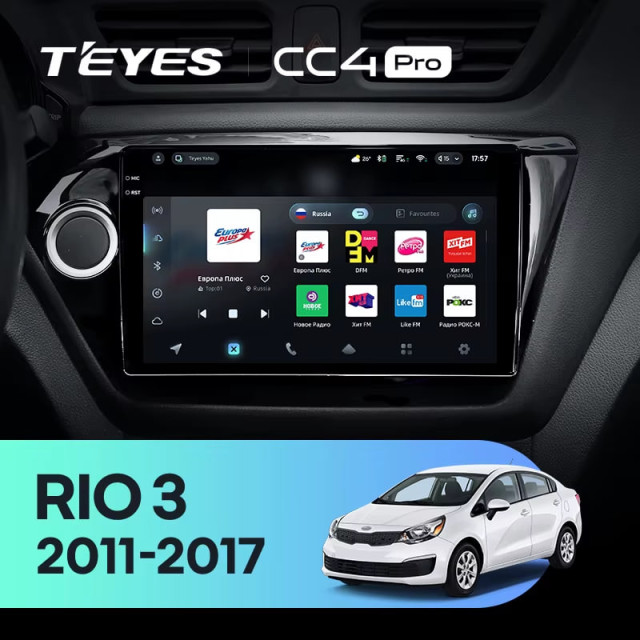 Radio samochodowe Teyes CC4 Pro 2k 8+128 Gb Kia RIO 3 2011-2017 9"
