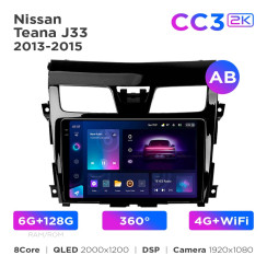 Radio samochodowe Teyes CC3 2k 6+128 Gb 360° Nissan Teana J33 2013-2015 (AB) 10"
