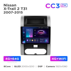 Radio samochodowe Teyes CC3 2k 4+64 Gb Nissan X-Trail 2 T31 2007-2015 10"