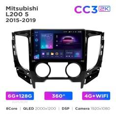 Radio samochodowe Teyes CC3 2k 6+128 Gb 360° Mitsubishi L200 5 2015-2019 Manual air conditioning (F1) 9"