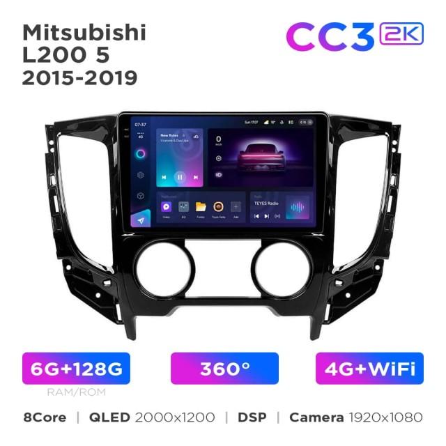 Radio samochodowe Teyes CC3 2k 6+128 Gb 360° Mitsubishi L200 5 2015-2019 Manual air conditioning (F1) 9"