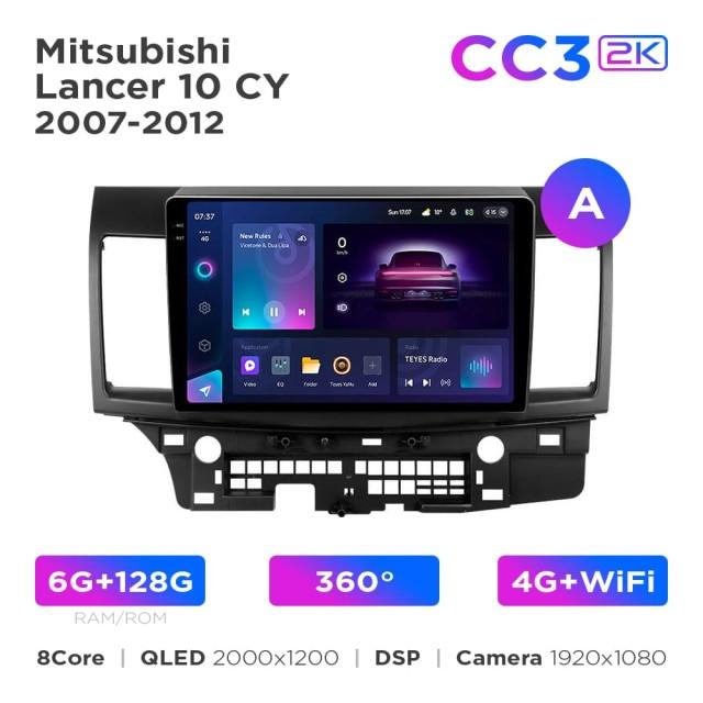 Radio samochodowe Teyes CC3 2k 6+128 Gb 360° Mitsubishi Lancer 10 CY 2007-2012 (A) 10"