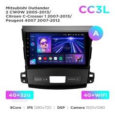 Radio samochodowe do Mitsubishi Outlander 2 CW0W 2005-2013 / Citroen C-Crosser 1 2007-2013 / Peugeot 4007 2007-2012 (A) Teyes CC3L 4+32 Gb 9"