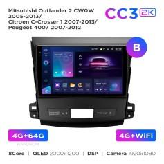 Radio samochodowe Teyes CC3 2k 4+64 Gb Mitsubishi Outlander 2 CW0W 2005-2013 / Citroen C-Crosser 1 2007-2013 / Peugeot 4007 2007-2012 (B) 9"