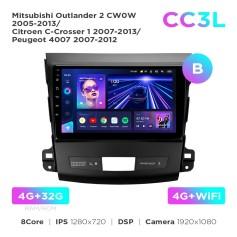 Radio samochodowe do Mitsubishi Outlander 2 CW0W 2005-2013 / Citroen C-Crosser 1 2007-2013 / Peugeot 4007 2007-2012 (B) Teyes CC3L 4+32 Gb 9"