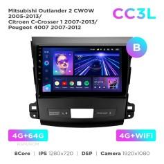 Radio samochodowe Teyes CC3L 4+64 Gb Mitsubishi Outlander 2 CW0W 2005-2013 / Citroen C-Crosser 1 2007-2013 / Peugeot 4007 2007-2012 (B) 9"