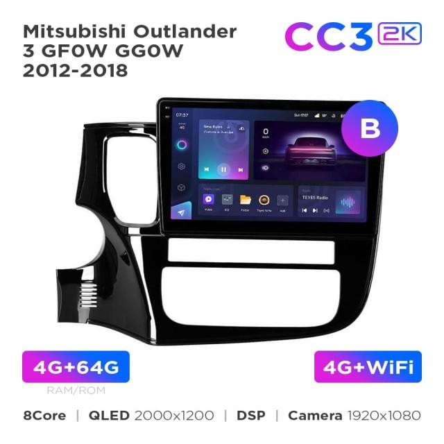Radio samochodowe Teyes CC3 2k 4+64 Gb Mitsubishi Outlander 3 GF0W GG0W (1 Din) 2012-2018 (B) 10"