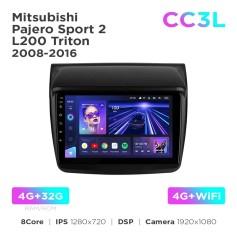 Radio samochodowe do Mitsubishi Pajero Sport 2 L200 Triton 2008-2016 Teyes CC3L 4+32 Gb 9"