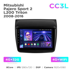 Radio samochodowe do Mitsubishi Pajero Sport 2 L200 Triton 2008-2016 Teyes CC3L 4+32 Gb 9"