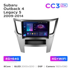 Radio samochodowe Teyes CC3 2k 4+64 Gb Subaru Outback 4 / Legacy 5 2009-2014 9