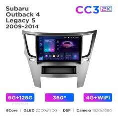 Radio samochodowe Teyes CC3 2k 6+128 Gb 360° Subaru Outback 4 / Legacy 5 2009-2014 9"