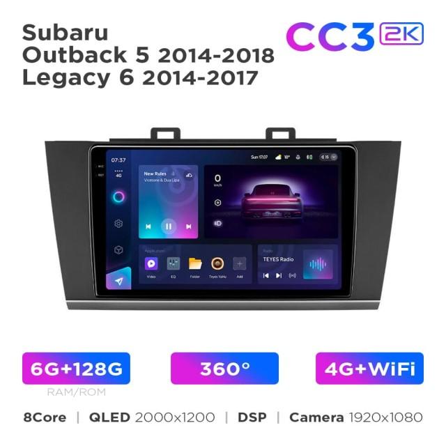 Radio samochodowe Teyes CC3 2k 6+128 Gb 360° Subaru Outback 5 2014-2018 / Legacy 6 2014-2017 9"