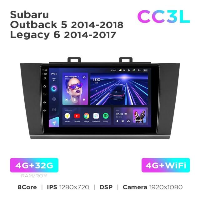 Radio samochodowe do Subaru Outback 5 2014-2018 / Legacy 6 2014-2017 Teyes CC3L 4+32 Gb 9"