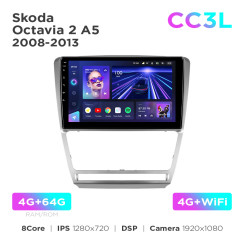 Radio samochodowe Teyes CC3L 4+64 Gb Skoda Octavia 2 A5 2008-2013 Silver 10"