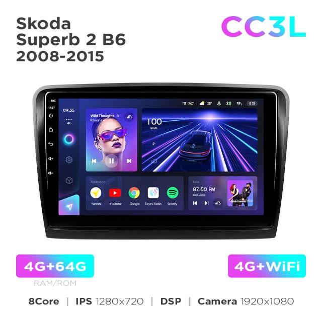 Radio samochodowe Teyes CC3L 4+64 Gb Skoda Superb 2 B6 2008-2015 10"