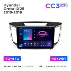 Radio samochodowe Teyes CC3 2k 4+64 Gb Hyundai Creta IX25 2015-2019 10"