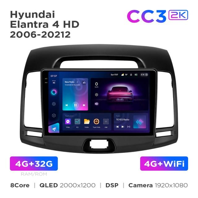 Radio samochodowe Teyes CC3 2k 4+32 Gb Hyundai Elantra 4 HD 2006-2012 9"