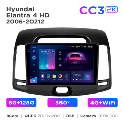 Radio samochodowe Teyes CC3 2k 6+128 Gb 360° Hyundai Elantra 4 HD 2006-2012 9"