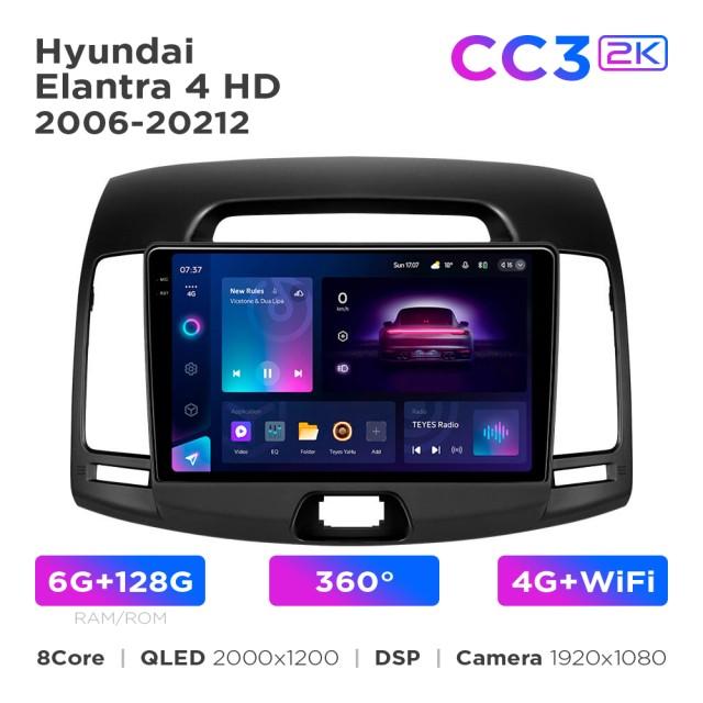 Radio samochodowe Teyes CC3 2k 6+128 Gb 360° Hyundai Elantra 4 HD 2006-2012 9"